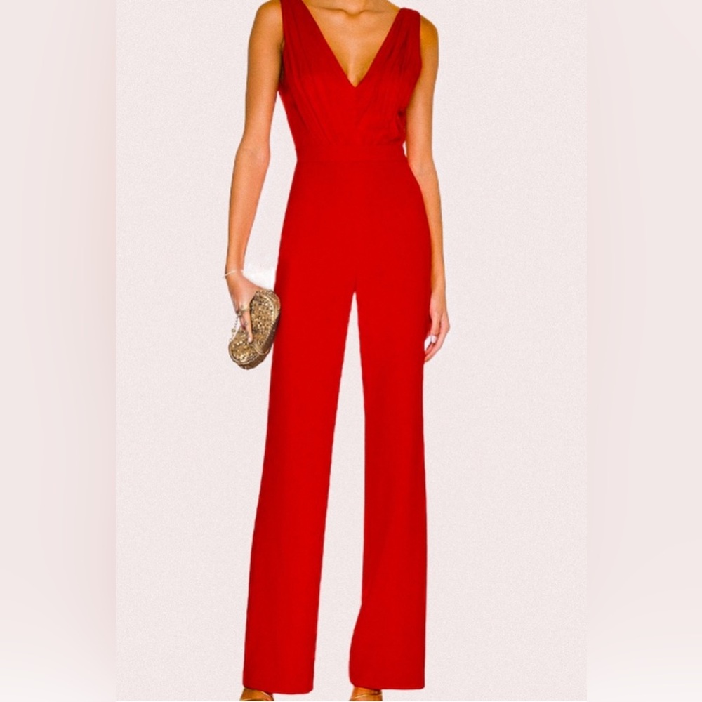 NWT Alice + Olivia “Lina” Poppy Red Jumpsuit, MSRP $440